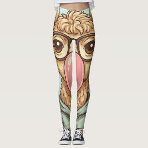 Cute Hipster Llama Sticker Leggings