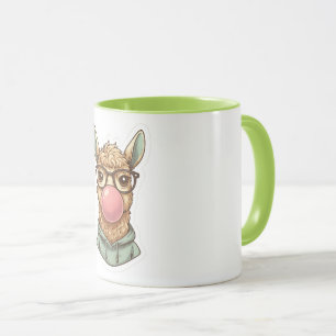 Cute Hipster Llama Sticker Mug