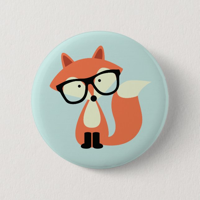 Cute Hipster Red Fox 6 Cm Round Badge (Front)