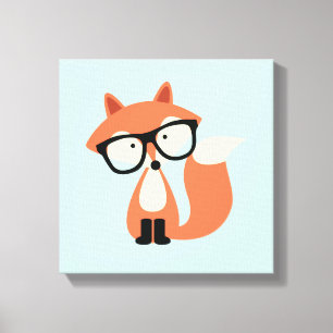 Cute Hipster Red Fox Canvas Print