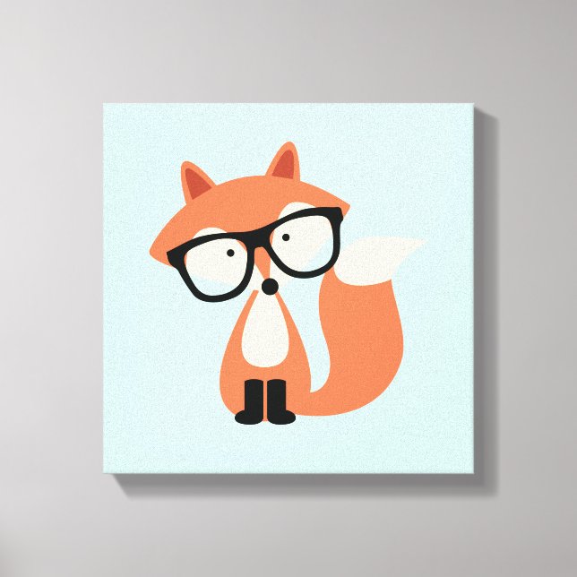 Cute Hipster Red Fox Canvas Print (Front)