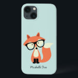 Cute Hipster Red Fox iPhone 13 Case<br><div class="desc">Modern and chic chevrons pattern and a monogram inside a quatrefoil shaped frame.</div>