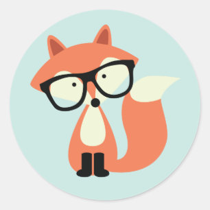 Cute Hipster Red Fox Classic Round Sticker