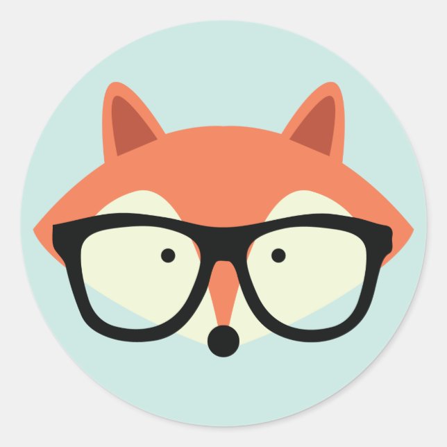 Cute Hipster Red Fox Classic Round Sticker (Front)
