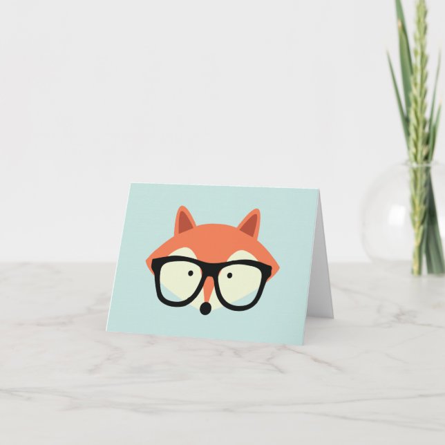 Cute Hipster Red Fox Folded Thank You Notes (Front)