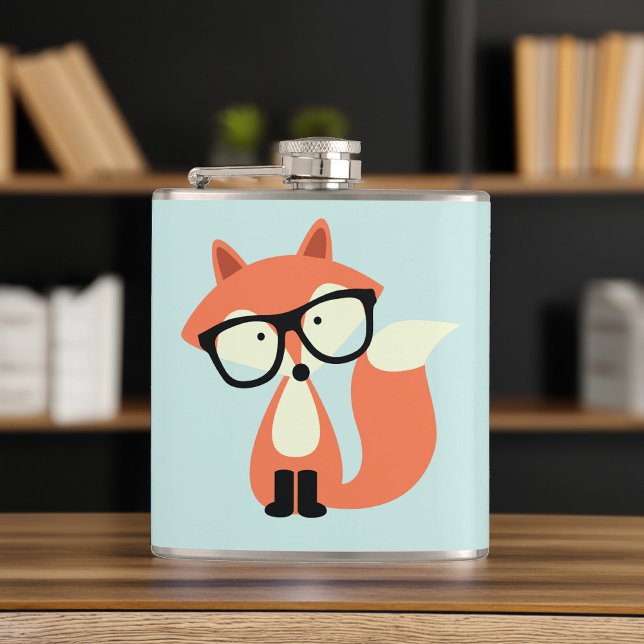 Cute Hipster Red Fox Hip Flask (Creator Uploaded)