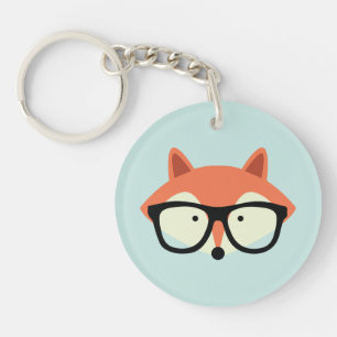 Cute Hipster Red Fox Key Ring