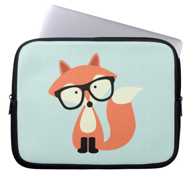 Cute Hipster Red Fox Laptop Sleeve (Front)