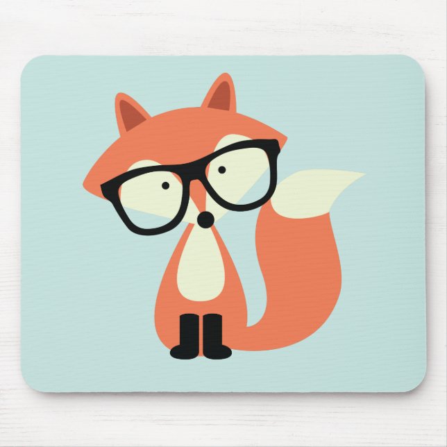 Cute Hipster Red Fox Mouse Mat (Front)