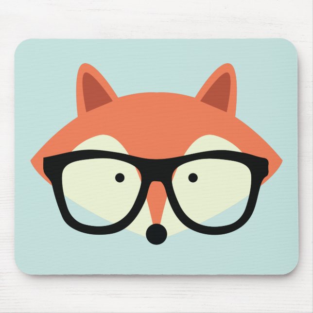 Cute Hipster Red Fox Mouse Mat (Front)