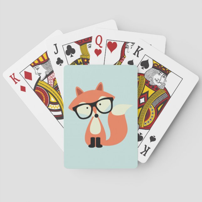 Cute Hipster Red Fox Playing Cards (Back)