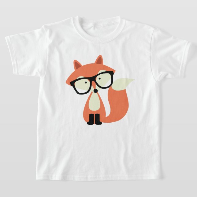 Cute Hipster Red Fox T-Shirt (Laydown)