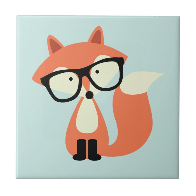 Cute Hipster Red Fox Tile (Front)