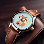 Cute Hipster Red Fox Watch<br><div class="desc">Adorable vector illustration of a cute little red fox wearing an oversized pair of glasses.</div>