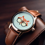 Cute Hipster Red Fox Watch<br><div class="desc">Adorable vector illustration of a cute little red fox wearing an oversized pair of glasses.</div>