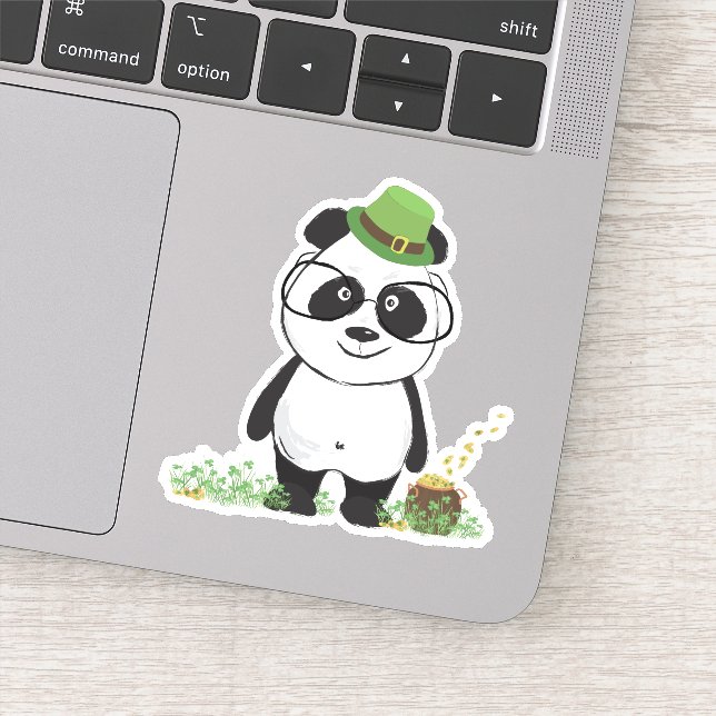 Cute Hipster St Patricks Day Panda Bear Drawing (Detail)