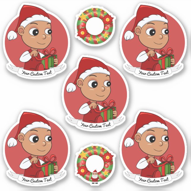 Cute Hispanic baby with a Christmas hat cartoon (Front)