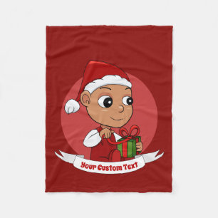 Cute Hispanic baby with a Christmas hat cartoon Fleece Blanket