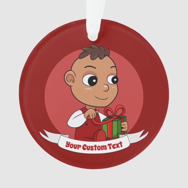 Cute Hispanic Christmas baby cartoon Ornament (Front)
