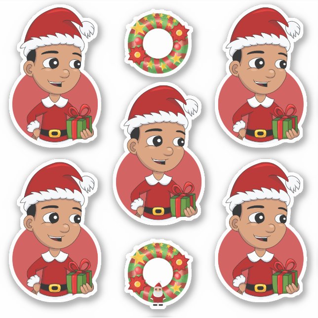 Cute Hispanic Christmas boy cartoon (Front)
