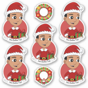 Cute Hispanic Christmas boy cartoon