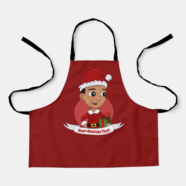 Cute Hispanic Christmas boy cartoon Apron (Front)