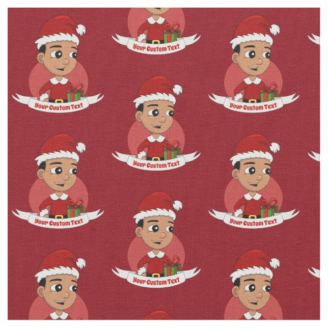 Cute Hispanic Christmas boy cartoon Fabric (Close Up)