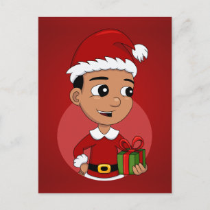 Cute Hispanic Christmas boy cartoon Holiday Postcard