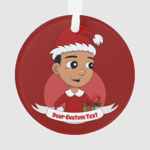 Cute Hispanic Christmas boy cartoon Ornament