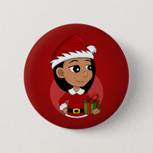 Cute Hispanic girl with long black hair  6 Cm Round Badge