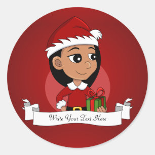 Cute Hispanic girl with long black hair  Classic Round Sticker