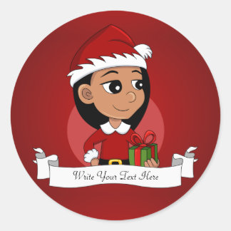 Cute Hispanic girl with long black hair  Classic Round Sticker
