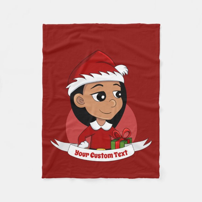 Cute Hispanic girl with long black hair  Fleece Blanket (Front)