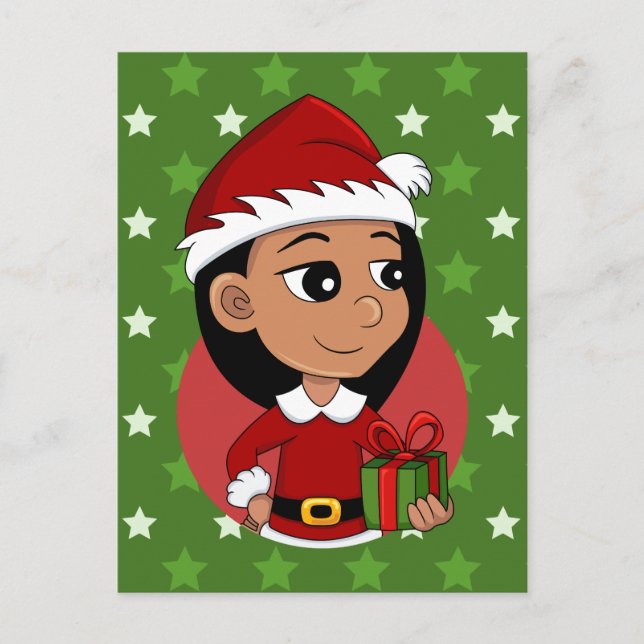 Cute Hispanic girl with long black hair  Holiday Postcard (Front)
