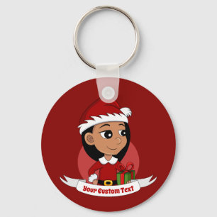 Cute Hispanic girl with long black hair Key Ring