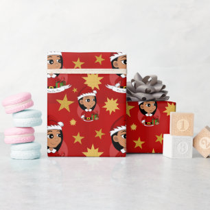 Cute Hispanic girl with long black hair  Wrapping Paper