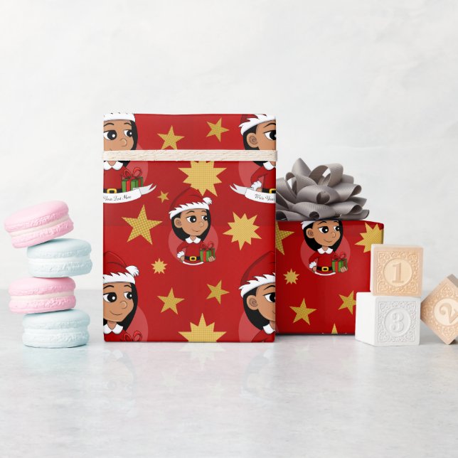 Cute Hispanic girl with long black hair  Wrapping Paper (Baby Shower)