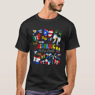 Cute Hispanic Heritage Month Hispanic Flags Bow La T-Shirt