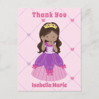 Cute Hispanic Princess Girl Pink Custom Thank You