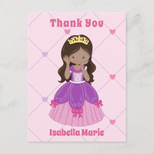 Cute Hispanic Princess Girl Pink Custom Thank You Postcard