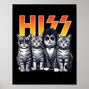 Cute Hiss Cats Rock Kittens Kitty Rocking Music Ca Poster