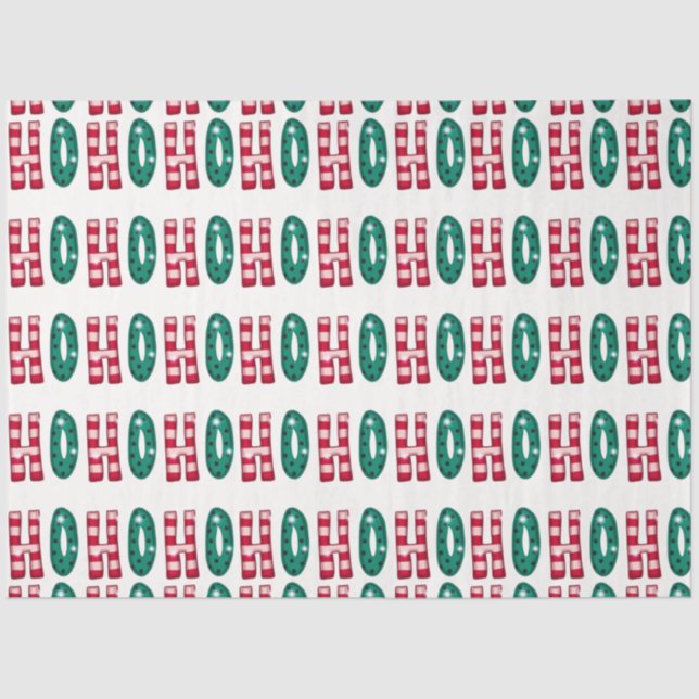 Cute Ho Ho Ho Colourful Christmas Tissue Paper (Front)