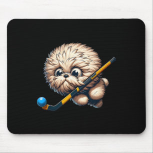 Cute Hockey Puppy Dog With Stick And Byll Kawaii S Mouse Mat