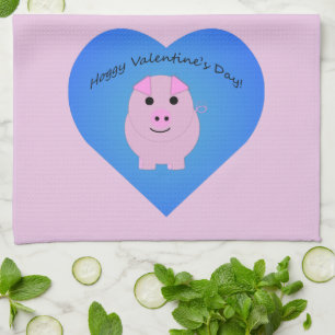 Cute Hoggy Valentine's Day Tea Towel