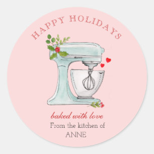 Cute Holiday bakers Mixer Classic Round Sticker