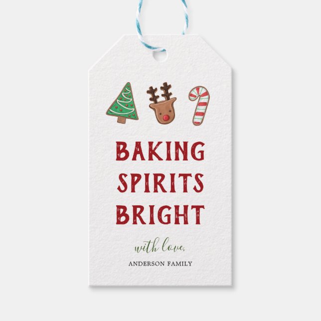 Cute Holiday Baking Spirits Bright Gift Tag (Front)