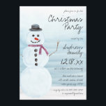Cute Holiday Blue Snowman Watercolor Christmas Invitation<br><div class="desc">This cute and sweet holiday Christmas party invitation is perfect for the festive winter event. It features a frosty pastel blue hand-painted watercolor snowman dressed in a black top hat, burgundy red scarf, black coal for eyes, mouth, and button, and an orange carrot for his nose on top of a...</div>