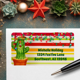 Cute Holiday Cactus Southwestern Christmas Address Label