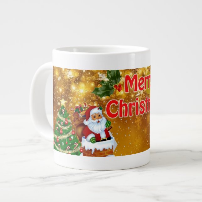 Cute holiday card for the festive season large coffee mug (Front Left)