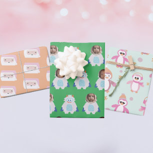 Cute Holiday Cartoon Patterns Custom Kids Wrapping Paper Sheet